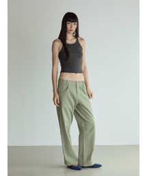 VISUS（ヴィスシュ）の「Stitch Lowrise Cotton Pants_Green（その他パンツ）」