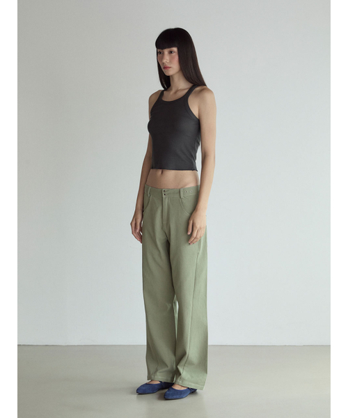 VISUS（ヴィスシュ）の「Stitch Lowrise Cotton Pants_Green（その他パンツ・レディース・その他・FREE）」の2枚目の写真