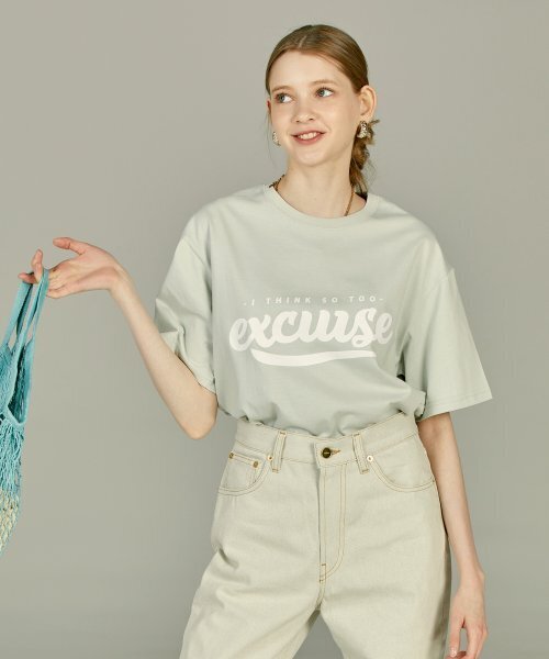 EXCURSE(エクスカース)の「ECプレミアムオーバーサイズハーフTシャツミントXホワイト(Tシャツ/カットソー・レディース・その他・MEDIUM/LARGE)」の3枚目の写真