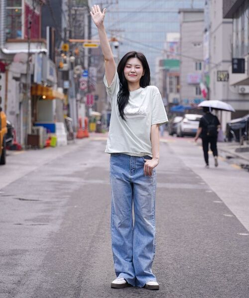 EXCURSE(エクスカース)の「ECプレミアムオーバーサイズハーフTシャツミントXホワイト(Tシャツ/カットソー・レディース・その他・MEDIUM/LARGE)」の5枚目の写真