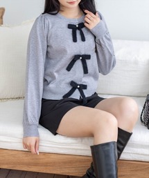 clear | 配色リボンニットトップス[バレエコア ガーリー]≪AW新作≫(ニット/セーター)