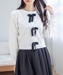 clear | 配色リボンニットトップス[バレエコア ガーリー]≪AW新作≫(ニット/セーター)