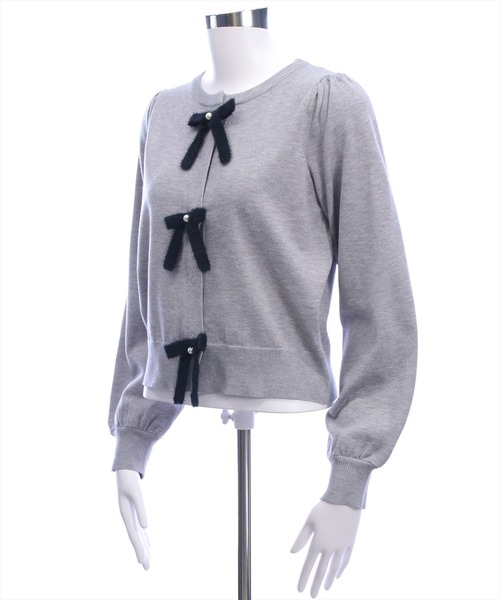 clear（クリア）の「配色リボンニットトップス[バレエコア ガーリー]≪AW新作≫（ニット/セーター・レディース・グレー/ピンク/アイボリー・F）」の8枚目の写真