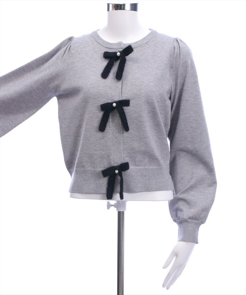 clear（クリア）の「配色リボンニットトップス[バレエコア ガーリー]≪AW新作≫（ニット/セーター・レディース・グレー/ピンク/アイボリー・F）」の16枚目の写真