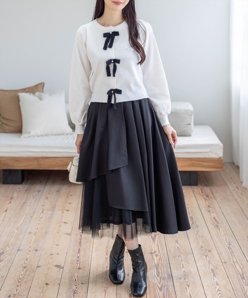 clear（クリア）の「配色リボンニットトップス[バレエコア ガーリー]≪AW新作≫（ニット/セーター・レディース・グレー/ピンク/アイボリー・F）」の19枚目の写真