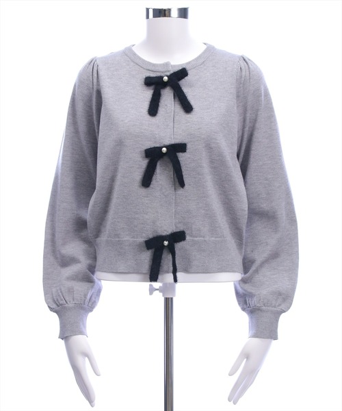 clear（クリア）の「配色リボンニットトップス[バレエコア ガーリー]≪AW新作≫（ニット/セーター・レディース・グレー/ピンク/アイボリー・F）」の20枚目の写真