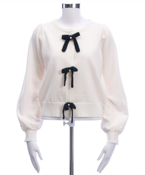 clear（クリア）の「配色リボンニットトップス[バレエコア ガーリー]≪AW新作≫（ニット/セーター・レディース・グレー/ピンク/アイボリー・F）」の21枚目の写真