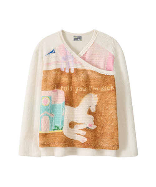 youthbath(ユースバース)の「V-Neck Lace Knit Long Sleeve_Cream Horse(Tシャツ/カットソー・レディース・その他・MEDIUM/SMALL)」の1枚目の写真