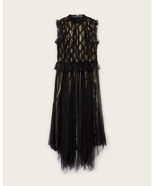 ALLSAINTS（オールセインツ）の「LOLA METALLIC MIDI DRESS | LOLA メタリック ミディ ドレス・ワンピース（ワンピース・レディース・ゴールド系その他・4/6/8）」の5枚目の写真