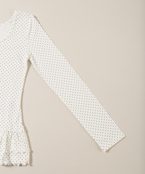 PHILLY（フィリー）の「ヘムフリルドットヘンリーネックトップス（Tシャツ/カットソー・レディース・ブラック/ホワイト・FREE）」の14枚目の写真