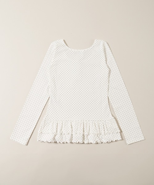 PHILLY（フィリー）の「ヘムフリルドットヘンリーネックトップス（Tシャツ/カットソー・レディース・ブラック/ホワイト・FREE）」の16枚目の写真