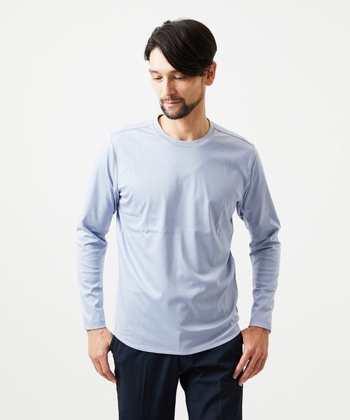 MICHEL KLEIN HOMME   （ミッシェルクランオム）の「クルーネック長袖カットソー（Tシャツ/カットソー・メンズ・ホワイト/ライトブルー/ブラック・MEDIUM/LARGE/X-LARGE）」の3枚目の写真