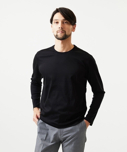MICHEL KLEIN HOMME   （ミッシェルクランオム）の「クルーネック長袖カットソー（Tシャツ/カットソー・メンズ・ホワイト/ライトブルー/ブラック・MEDIUM/LARGE/X-LARGE）」の2枚目の写真