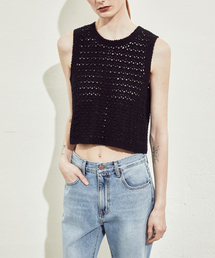 HANDMADE CROCHET KNIT VEST_BLACK