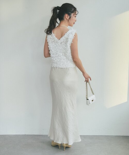 La boutique BonBon（ラブティックボンボン）の「【今すぐお届け！・取り入れやすいトレンド】テープヤーン２WAYベスト（ニット/セーター・レディース・イエロー/ピンク/ホワイト・FREE）」の21枚目の写真