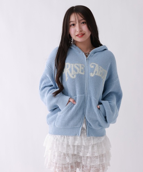 repipi armario(レピピ アルマリオ)の「【おうちで洗える】ロゴニットZIPフーディ(パーカー・キッズ・ブラック/サックスブルー/オフホワイト・SMALL/MEDIUM/LARGE)」の1枚目の写真