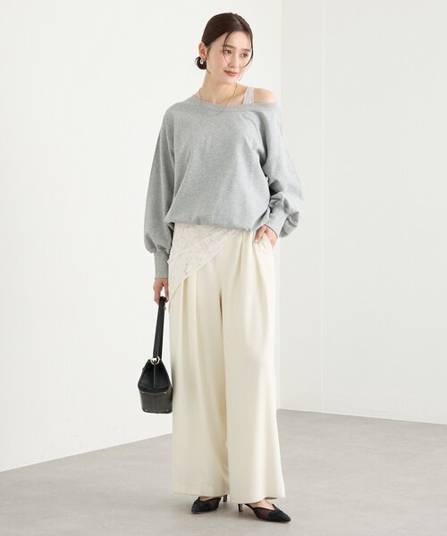 RIVE DROITE(リヴドロワ)の「【前後2way仕様】ボートネック2wayスウェット(Tシャツ/カットソー・レディース・グレー/グレイッシュベージュ/サックスブルー・FREE)」の22枚目の写真