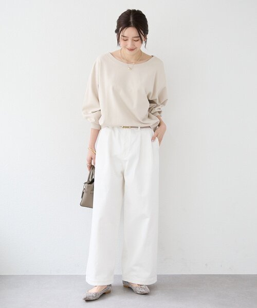 RIVE DROITE(リヴドロワ)の「【前後2way仕様】ボートネック2wayスウェット(Tシャツ/カットソー・レディース・グレー/グレイッシュベージュ/サックスブルー・FREE)」の20枚目の写真