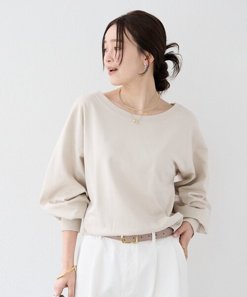 RIVE DROITE(リヴドロワ)の「【前後2way仕様】ボートネック2wayスウェット(Tシャツ/カットソー・レディース・グレー/グレイッシュベージュ/サックスブルー・FREE)」の7枚目の写真