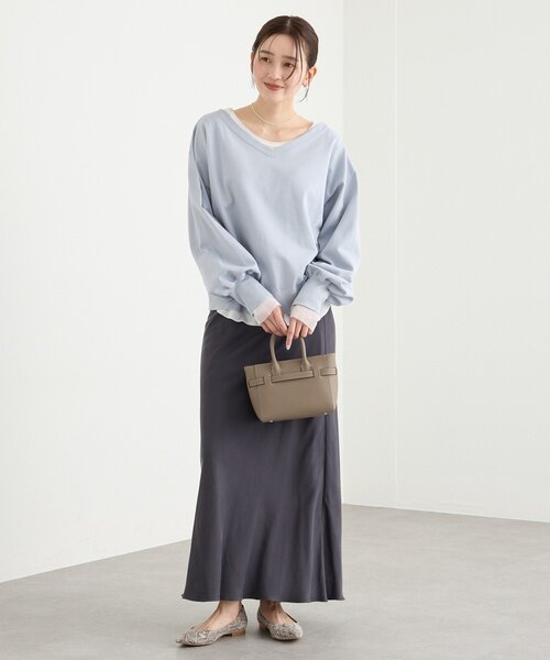 RIVE DROITE(リヴドロワ)の「【前後2way仕様】ボートネック2wayスウェット(Tシャツ/カットソー・レディース・グレー/グレイッシュベージュ/サックスブルー・FREE)」の11枚目の写真