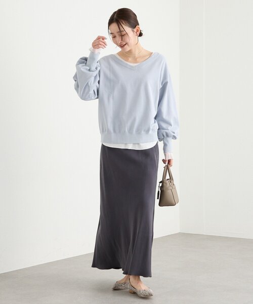 RIVE DROITE(リヴドロワ)の「【前後2way仕様】ボートネック2wayスウェット(Tシャツ/カットソー・レディース・グレー/グレイッシュベージュ/サックスブルー・FREE)」の12枚目の写真