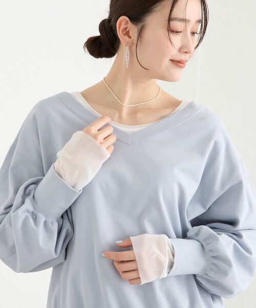 RIVE DROITE(リヴドロワ)の「【前後2way仕様】ボートネック2wayスウェット(Tシャツ/カットソー・レディース・グレー/グレイッシュベージュ/サックスブルー・FREE)」の18枚目の写真