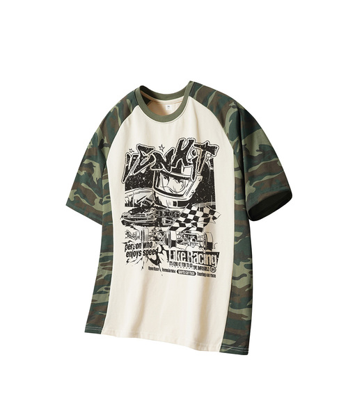 VENHIT(ベンヒット)の「ライクレーシング カモ レグラン 半袖Tシャツ(Tシャツ/カットソー・レディース・ホワイト/ブラック/アイボリー・SMALL/MEDIUM/LARGE/X-LARGE)」の1枚目の写真