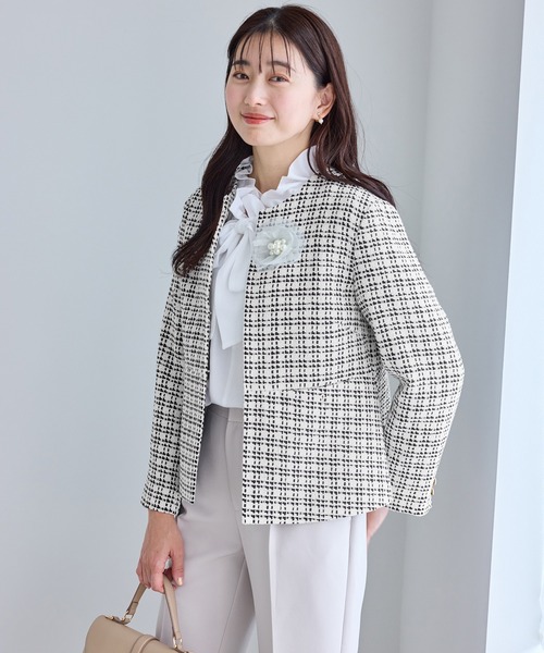 WEB限定カラー】ツイードフレアジャケット/入卒式・セレモニー対応