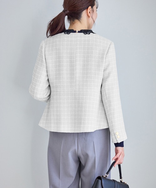 ROPE' PICNIC（ロペピクニック）の「【WEB限定カラー】ツイードフレアジャケット/入卒式・セレモニー対応・リンクコーデ（ノーカラージャケット・レディース・オフホワイト/ブラック系その他/ネイビー/ライトグレー・L/M）」の11枚目の写真