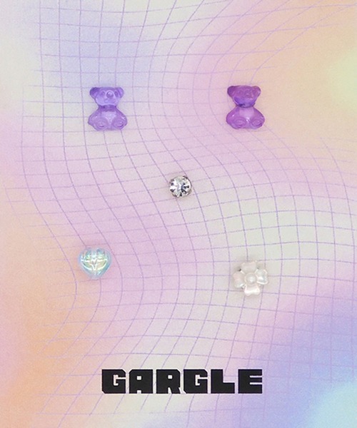 gargle(ガーグル)の「gargle ガーグル:GARGLE COREシリーズ 韓国アクセ くまちゃんセット くま ストーン ピアス(ピアス(両耳用)・レディース・クリア/パープル・FREE)」の8枚目の写真