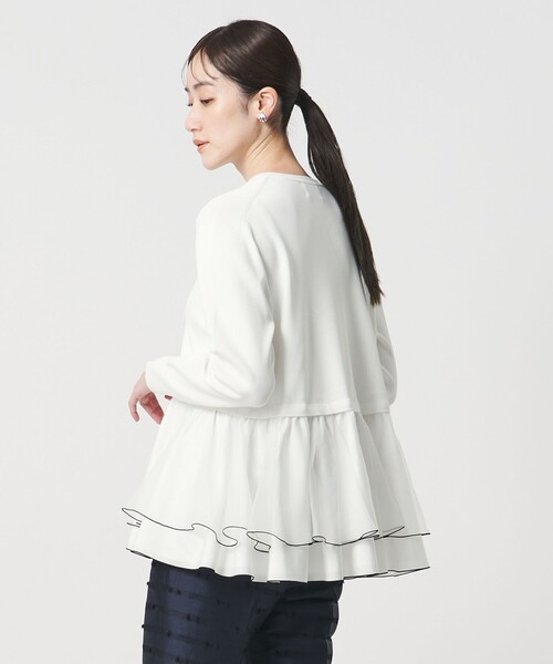 オーガンジー フリルコンビ ニット ‐ウォッシャブル‐（ニット/セーター