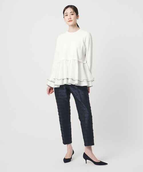 UNITED ARROWS（ユナイテッドアローズ）の「オーガンジー フリルコンビ ニット ‐ウォッシャブル‐（ニット/セーター・レディース・オフホワイト/ブラック/ネイビー・FREE）」の13枚目の写真