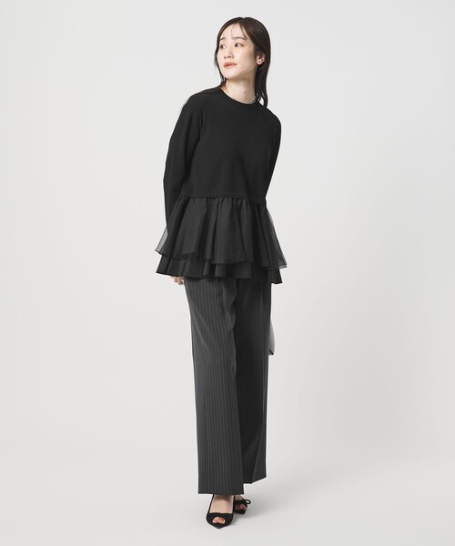 UNITED ARROWS（ユナイテッドアローズ）の「オーガンジー フリルコンビ ニット ‐ウォッシャブル‐（ニット/セーター・レディース・オフホワイト/ブラック/ネイビー・FREE）」の15枚目の写真