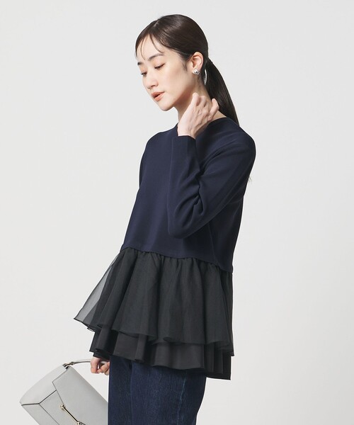 UNITED ARROWS（ユナイテッドアローズ）の「オーガンジー フリルコンビ ニット ‐ウォッシャブル‐（ニット/セーター・レディース・オフホワイト/ブラック/ネイビー・FREE）」の17枚目の写真
