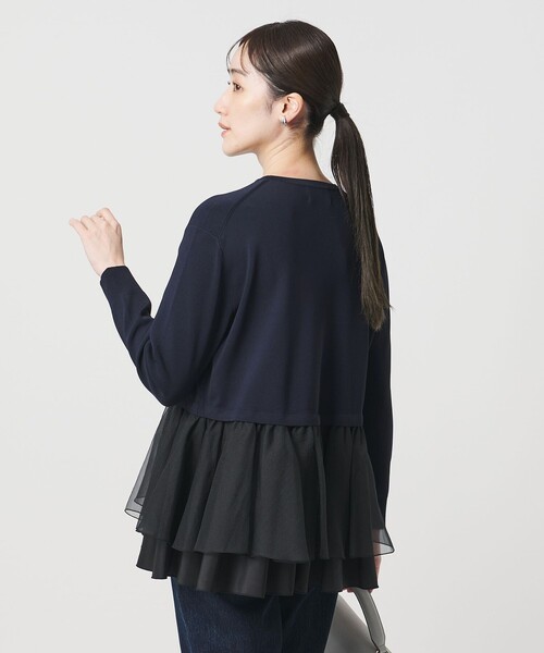 オーガンジー フリルコンビ ニット ‐ウォッシャブル‐（ニット/セーター