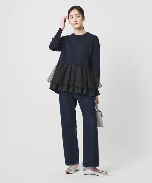 UNITED ARROWS（ユナイテッドアローズ）の「オーガンジー フリルコンビ ニット ‐ウォッシャブル‐（ニット/セーター・レディース・オフホワイト/ブラック/ネイビー・FREE）」の19枚目の写真