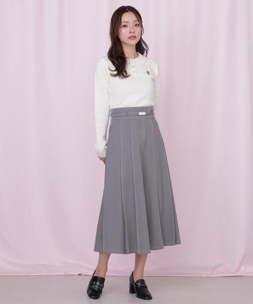 JILL by JILL STUART(ジルバイジルスチュアート)の「ポロ衿コットンブレンドケーブルニット(ニット/セーター・レディース・イエロー/ブルー/ピンク/ホワイト・FREE)」の6枚目の写真
