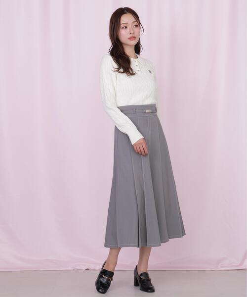 JILL by JILL STUART(ジルバイジルスチュアート)の「ポロ衿コットンブレンドケーブルニット(ニット/セーター・レディース・イエロー/ブルー/ピンク/ホワイト・FREE)」の7枚目の写真