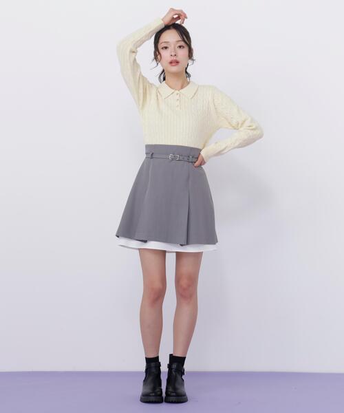 JILL by JILL STUART(ジルバイジルスチュアート)の「ポロ衿コットンブレンドケーブルニット(ニット/セーター・レディース・イエロー/ブルー/ピンク/ホワイト・FREE)」の13枚目の写真