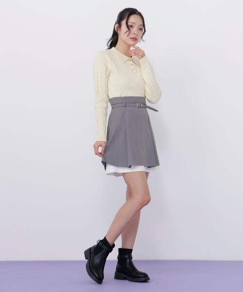 JILL by JILL STUART(ジルバイジルスチュアート)の「ポロ衿コットンブレンドケーブルニット(ニット/セーター・レディース・イエロー/ブルー/ピンク/ホワイト・FREE)」の15枚目の写真