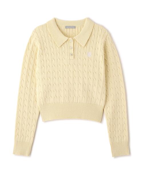 JILL by JILL STUART(ジルバイジルスチュアート)の「ポロ衿コットンブレンドケーブルニット(ニット/セーター・レディース・イエロー/ブルー/ピンク/ホワイト・FREE)」の16枚目の写真