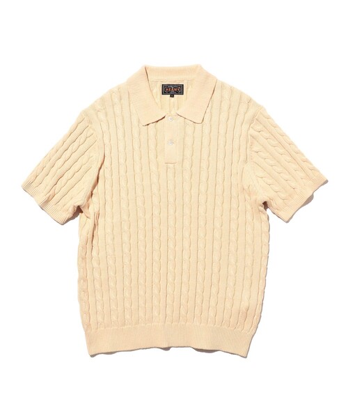 BEAMS PLUS（ビームスプラス）の「B+KnitPoloCable（ポロシャツ・メンズ・レッド/オリーブ/ブラック/ブルー/ネイビー/イエロー/ベージュ・LARGE/SMALL/MEDIUM/X-LARGE）」の3枚目の写真