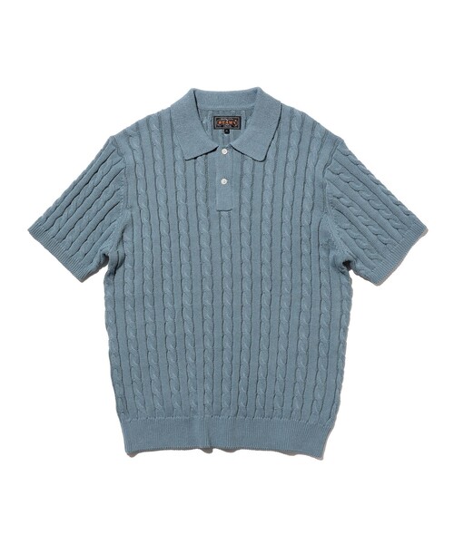 BEAMS PLUS（ビームスプラス）の「B+KnitPoloCable（ポロシャツ・メンズ・レッド/オリーブ/ブラック/ブルー/ネイビー/イエロー/ベージュ・LARGE/SMALL/MEDIUM/X-LARGE）」の5枚目の写真