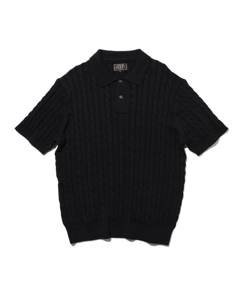 BEAMS PLUS（ビームスプラス）の「B+KnitPoloCable（ポロシャツ・メンズ・レッド/オリーブ/ブラック/ブルー/ネイビー/イエロー/ベージュ・LARGE/SMALL/MEDIUM/X-LARGE）」の2枚目の写真