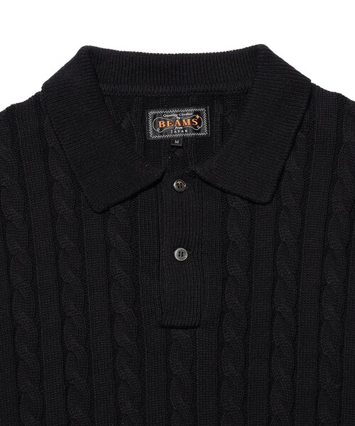 BEAMS PLUS(ビームスプラス)の「Knit Polo Cable(ポロシャツ・メンズ・レッド/オリーブ/ブラック/ブルー/ネイビー/イエロー/ベージュ/グレー/ホワイト/ブラウン・LARGE/SMALL/MEDIUM/X-LARGE)」の12枚目の写真