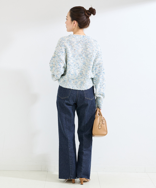 B.C STOCK（ベーセーストック）の「手洗い可 / MIXヤーンクルーネックカーディガン（カーディガン/ボレロ・レディース・イエロー/ブルー/ホワイト・FREE）」の12枚目の写真