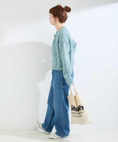 B.C STOCK（ベーセーストック）の「手洗い可 / MIXヤーンクルーネックカーディガン（カーディガン/ボレロ・レディース・イエロー/ブルー/ホワイト・FREE）」の6枚目の写真