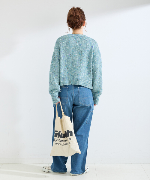 B.C STOCK（ベーセーストック）の「手洗い可 / MIXヤーンクルーネックカーディガン（カーディガン/ボレロ・レディース・イエロー/ブルー/ホワイト・FREE）」の7枚目の写真