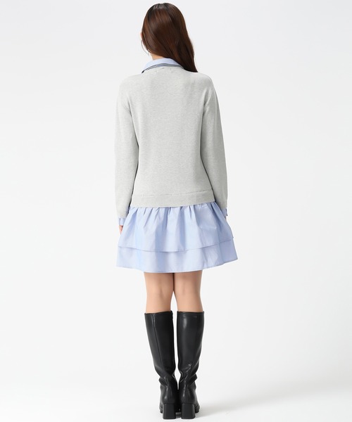 MISCH MASCH（ミッシュマッシュ）の「2026春夏新作 シャツレイヤード風ドッキングミニワンピース（ワンピース・レディース・グレー/ネイビー・ﾌﾘ-）」の8枚目の写真