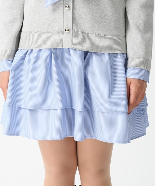 MISCH MASCH（ミッシュマッシュ）の「2026春夏新作 シャツレイヤード風ドッキングミニワンピース（ワンピース・レディース・グレー/ネイビー・ﾌﾘ-）」の13枚目の写真